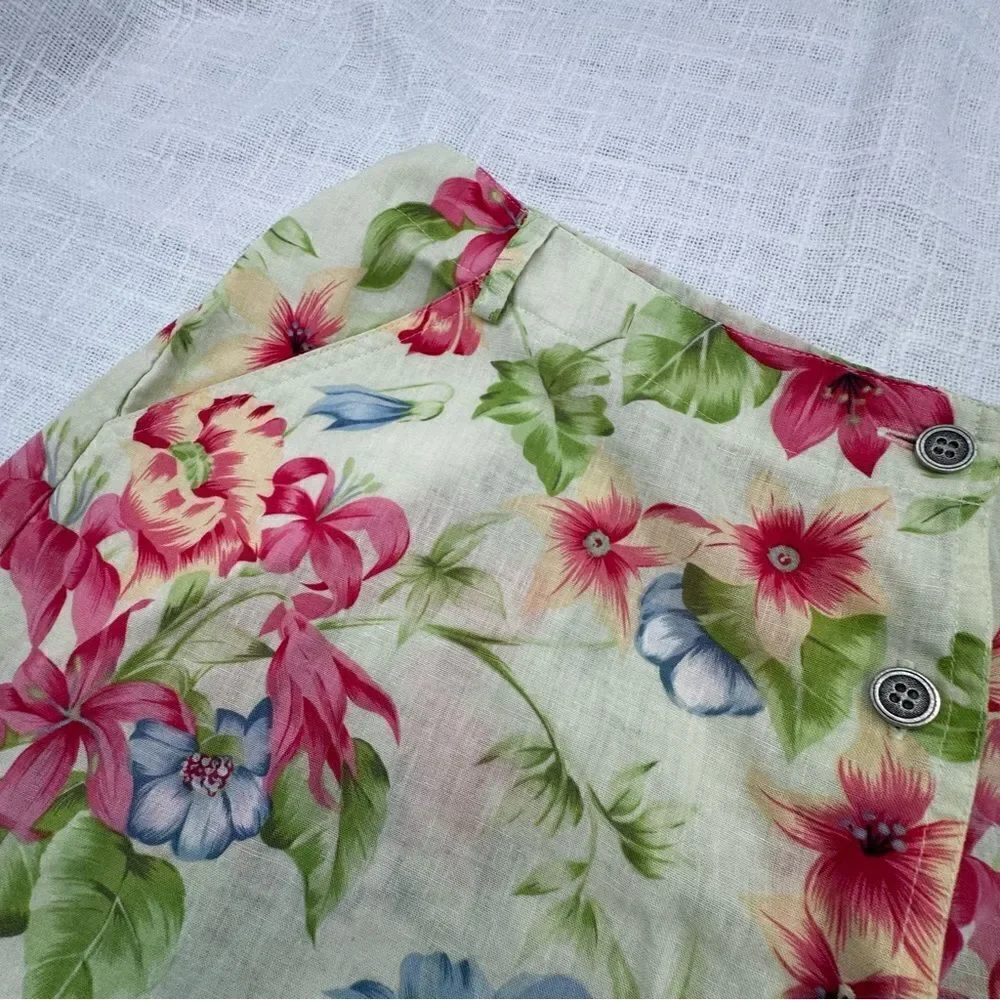 Villager Floral Skort Skirt Linen Cotton Liz Claiborne SZ 16